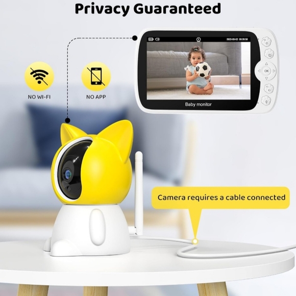 Baby Monitor,5''LCD Screen 1080P Video Baby Monitor with Camera and Audio,1000ft - Picture 4 of 6